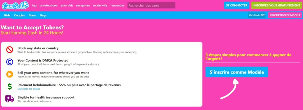 Comment devenir camgirl sur CamSoda