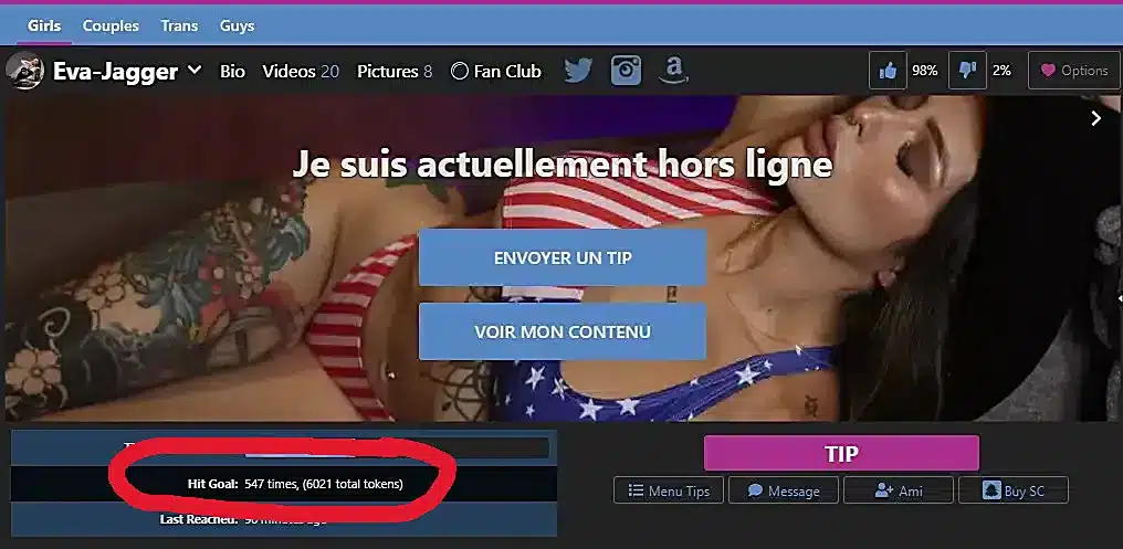 Eva Jagger braque la banque à tokens sur CamSoda